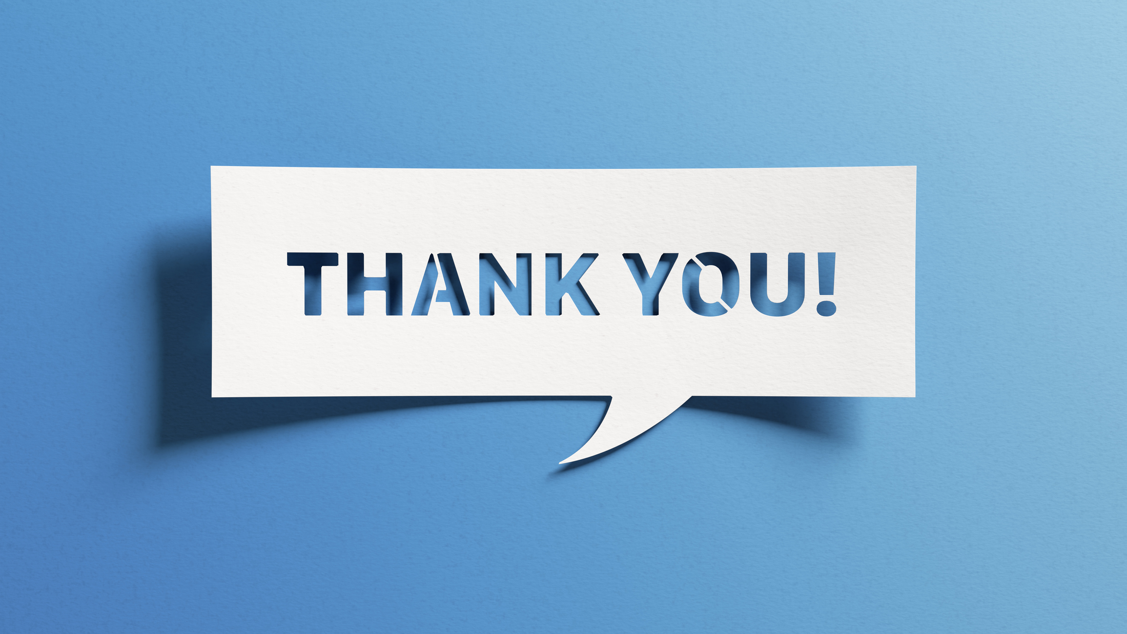 Thank you message on blue background
